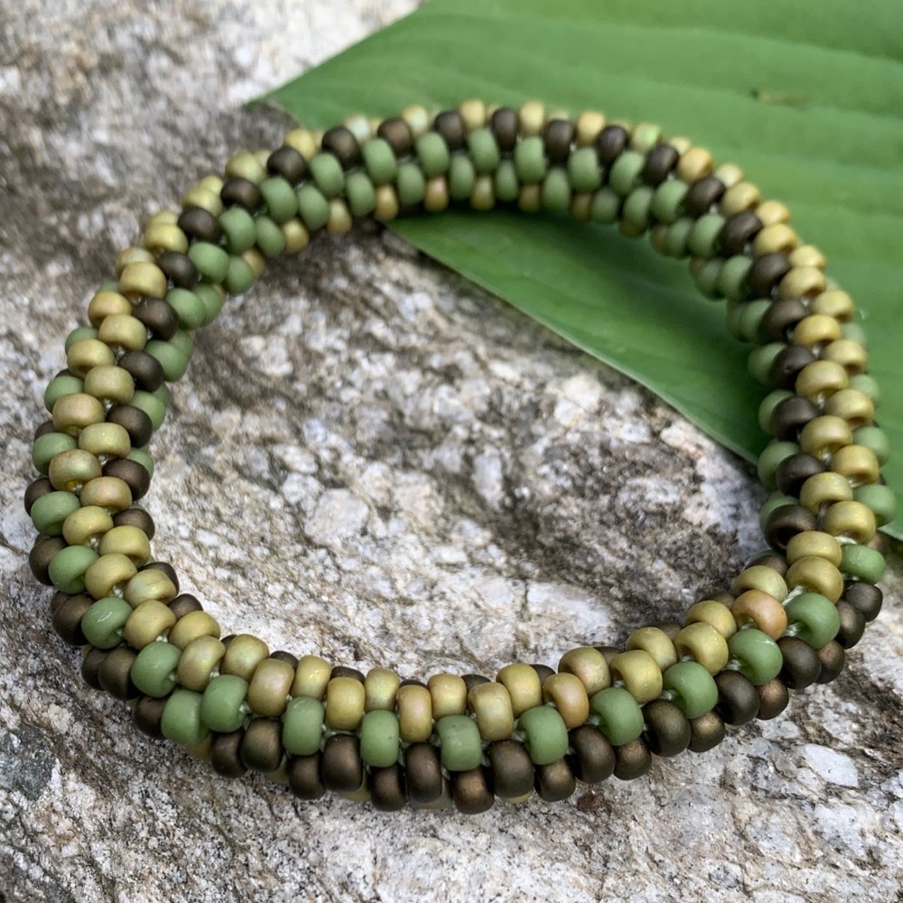 Olive green crocheted bracelet